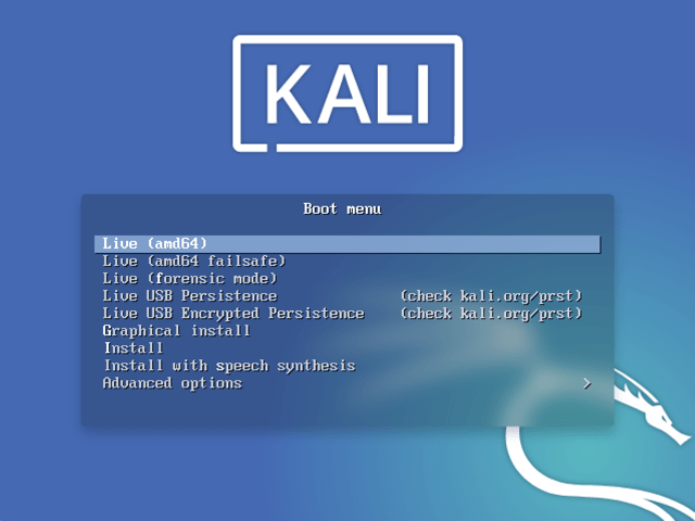Kali Linux - Bootable Screen