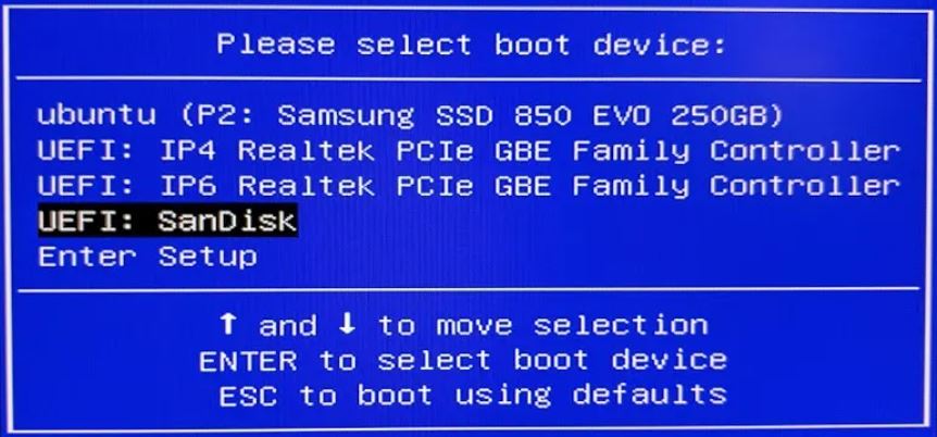 Sélectionner Sandisk clé Bootable Kali Linux