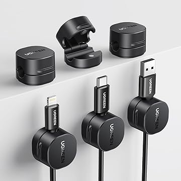 6 Organisateurs de C&acirc;ble Magn&eacute;tique Clips de C&acirc;bles Autocollants