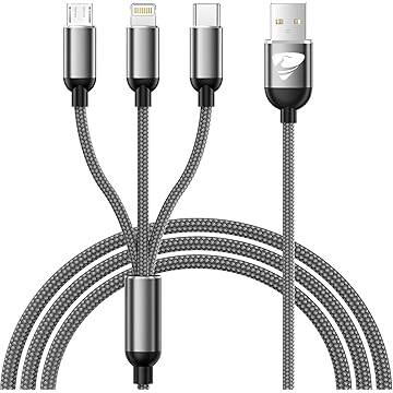 C&acirc;ble USB-A Triple Sortie USB-C, Lightning et Micro USB 1.2M 100W