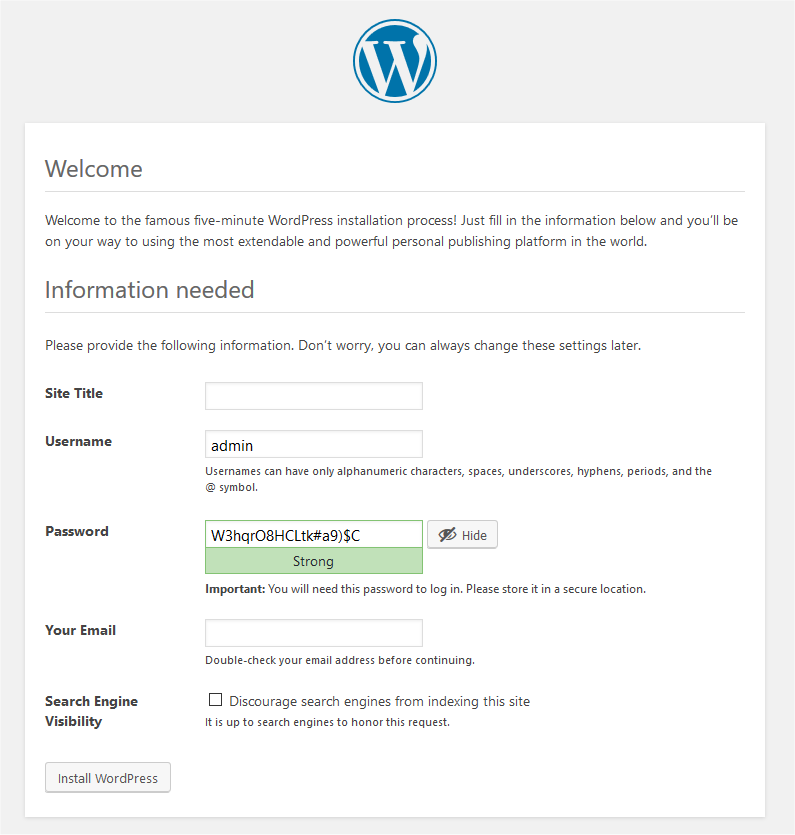 Installation WordPress Page Installation WordPress Page
