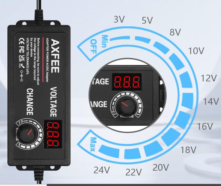 R&eacute;glages Volts Transformateur Universel - digital