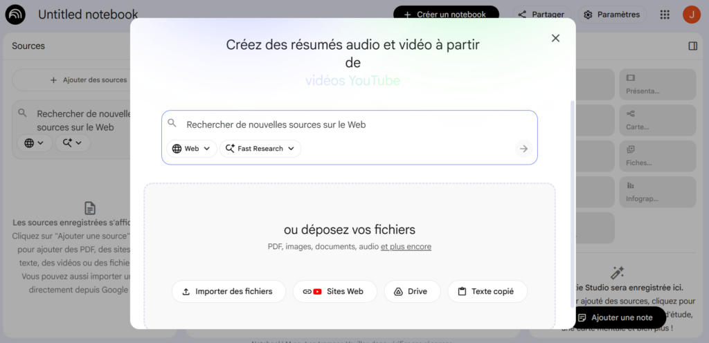 NotebookLM - Charger Documents